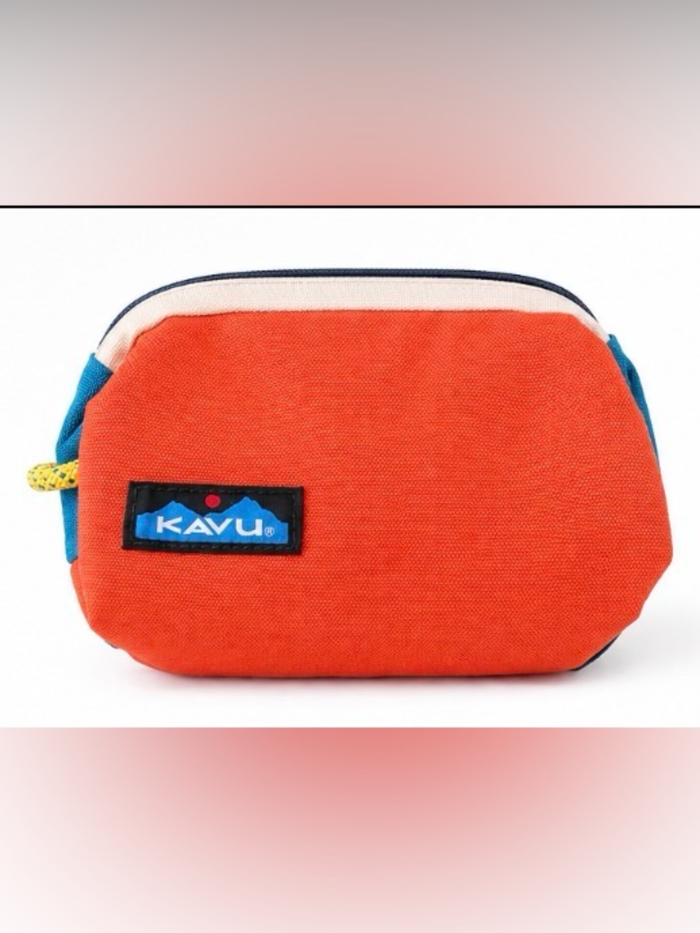 Kavu Orange Canvas Toiletry Pouch with Blue Logo